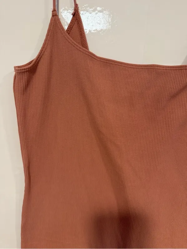 Abercrombie‎ and Fitch ribbed Slim Spaghetti Strap Tank Dress - Rust Pink - Image 2