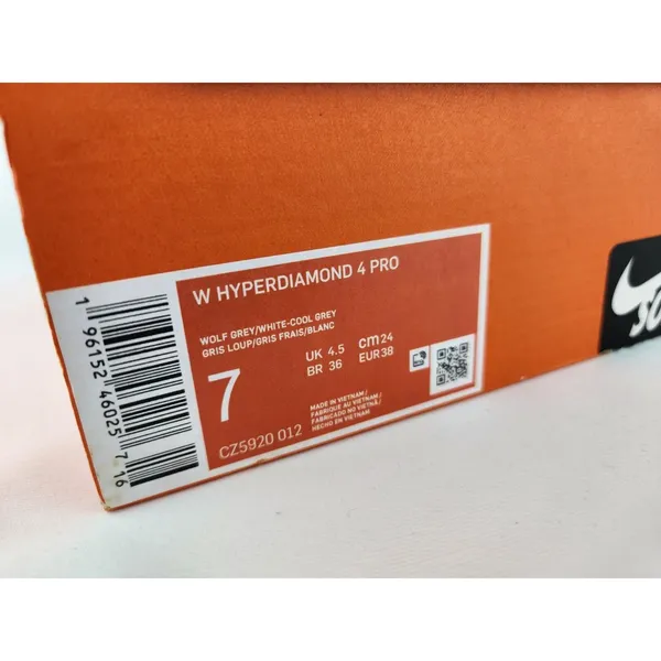 New Nike Hyper diamond‎ 4 Elite React Metal Softball Cleats Gray Womens Size 7 - Image 2