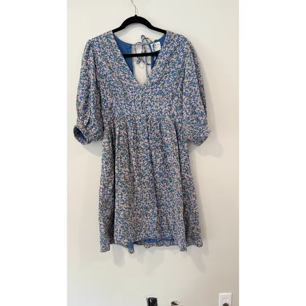 Anthropologie Mirth Caftan Perth mini dress in the Blueberry Print Medium 3031 - Image 4