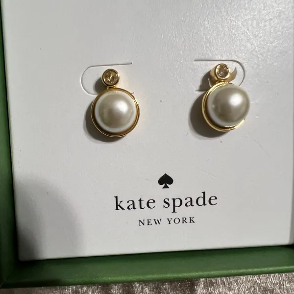 Kate Spade Gold and White Pearl Earrings - Image 2