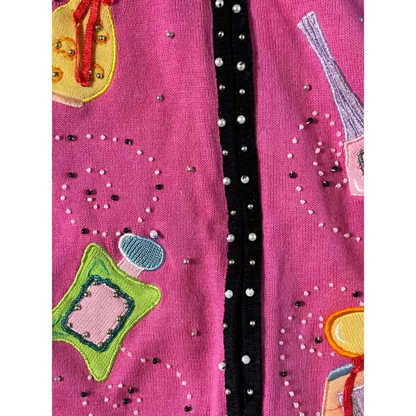 Jack B Quick 90s Pink Perfume Knit Cardigan size Medium - Image 8