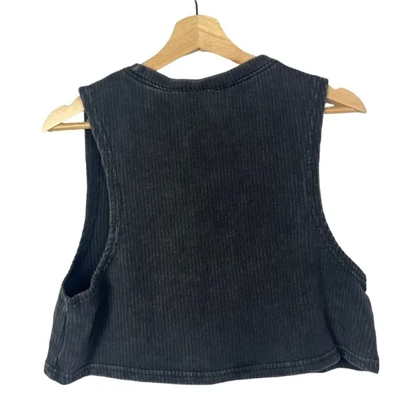 Cara Loren Active Faded Black‎ Ribbed Crop Athletic Tank Top M - Image 2