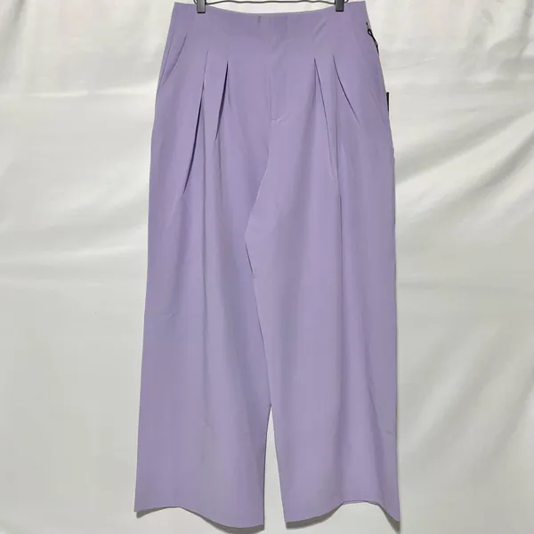 New Kathy Ireland Pleated Wide Leg Trousers Pants Wisteria Purple Size 12 - Image 8