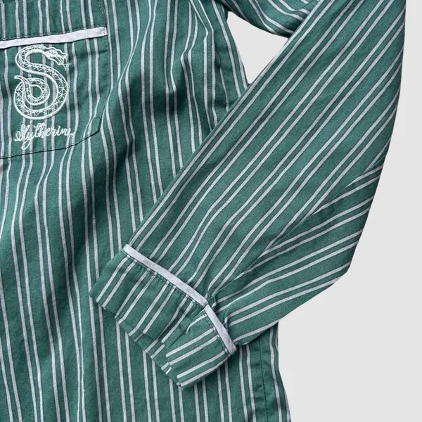 Slytherin Pajama Set Harry Potter x Pottery Barn Teen Size XS Green Button Down - Image 5