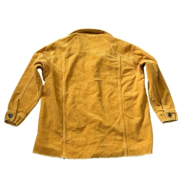 Zara Corduroy Shacket Women XS Mustard Yellow Frayed‎ Hem Boho Utility Core - Image 3