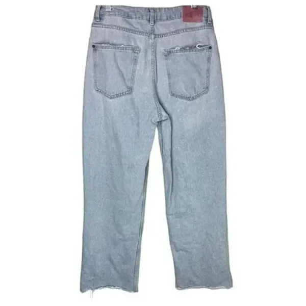 ZARA Vintage Relaxed Style High Rise Wide Leg Raw Hem Casual Cotton Jean 4 Blue - Image 11