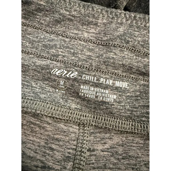 Aerie Chill Play Move Joggers Womens Medium Long Olive Green Heathered Pockets - Image 4