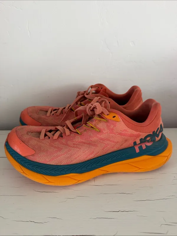 Hoka Tecton X Women’s 7 Coral Orange Trail Running Shoes Carbon Plate Sneakers - Image 4