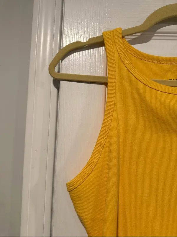 NWT Wild Fable Size XXL Yellow Ribbed Cropped Stretch Tank Top High Neck - Image 5