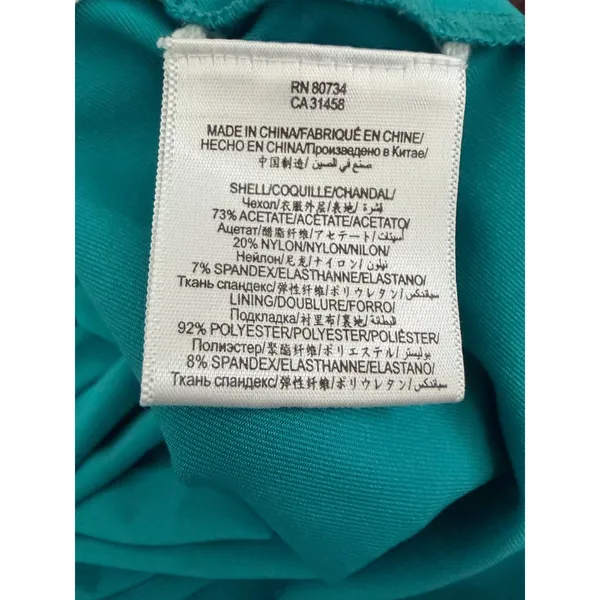 BCBGMAXAZRIA Helyn Blue Jade Ruched Crisscross Halter Mini Dress Medium NYC6P464 - Image 5