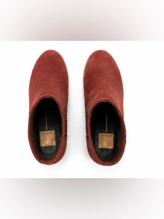 Dolce Vita Burgundy Suede Ankle Booties Size 9.5 Block Heel Chelsea Boots - Image 4