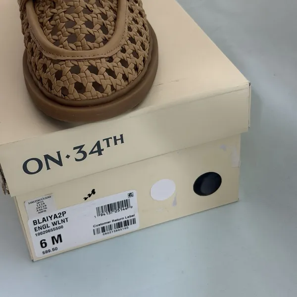On‎ 34th Size-6M Women's Blaiya Tan Loafers Flats Shoes Woven - Image 6