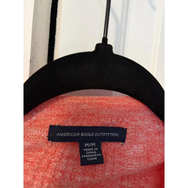 American Eagle Womens Coral Marl Ribbed‎ Button Front Cardigan Size M - Image 4