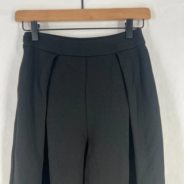 Shein Palazzo Crepe Pants Womens XS Black Pleated Side Zip‎ High Rise Wide Leg - Image 2