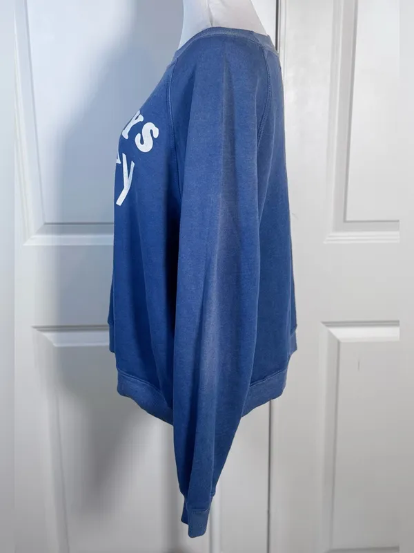 Wildfox Always Hungry Baggy Beach Jumper S Blue Graphic Y2K Sweatshirt Oversized - Image 7