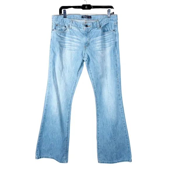 Vintage American Eagle Y2K Flare Jeans Women's 10 Low Rise Seamed Light Wash - Image 12