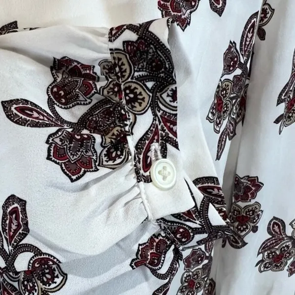 Loft long sleeve white floral print blouse top size small - Image 6
