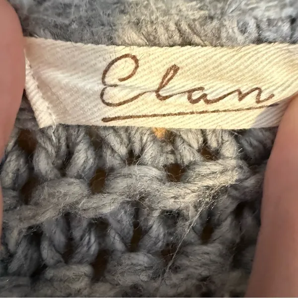 Elan Gray Chunky Textured Knit Open Front Cardigan Sweater M - Image 4