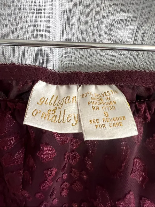 Gillian & O’Malley Burgundy Sheer Leopard Print Cami & shorts - Image 5