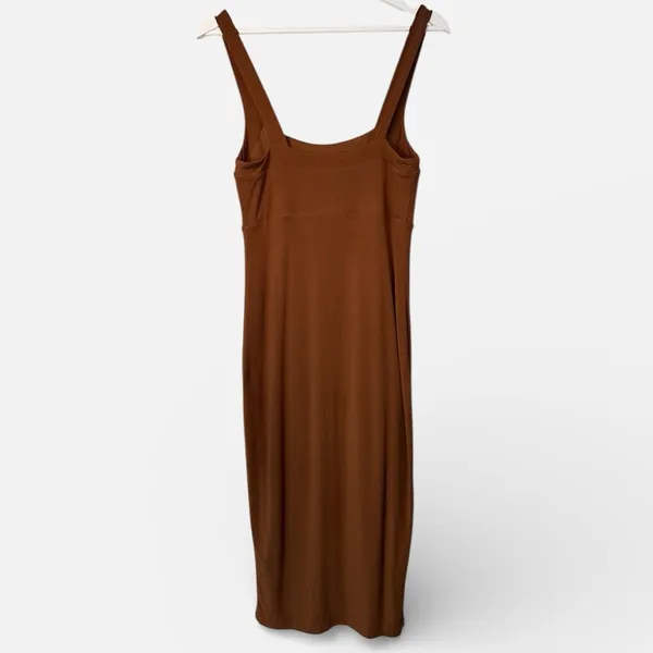 Good American Rust Brown 90s Tank Midi Dress Double Lined Slimming Size 2 - Image 2