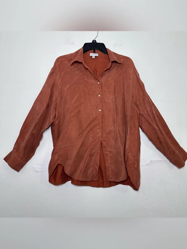 Lucy Paris Women’s S Burnt Orange Maggie Button-Down Shirt Oversized - Image 2