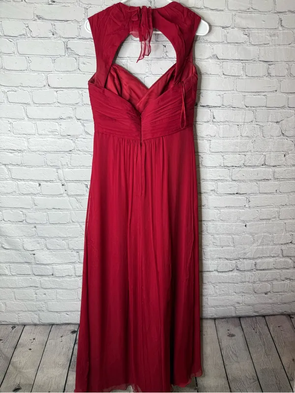 Amsale Elegant Red Halter Maxi Dress - Classic Evening Style size 10 - Image 12