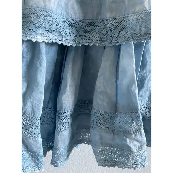LoveShackFancy Pacific Indigo Hand Dye Ruffle Mini Skirt Blue S - Image 10