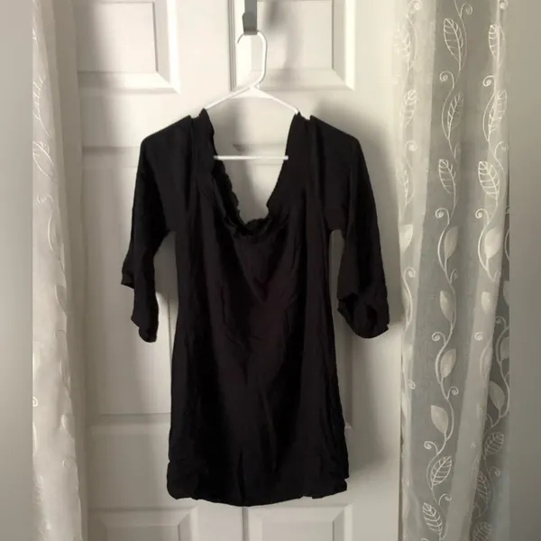 ABERCROMBIE & FITCH Off the Shoulder tunic mini dress Womens Size M bell sleeves - Image 4