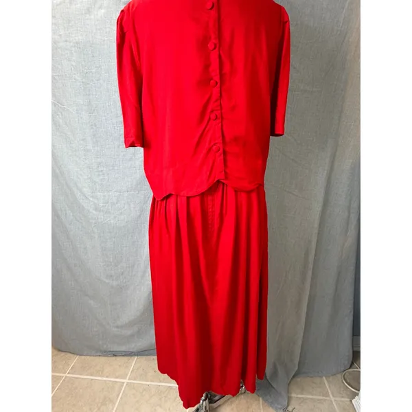 Vintage Karin Stevens Red‎ Beaded Overlay Maxi Dress 80s 90s - Image 10