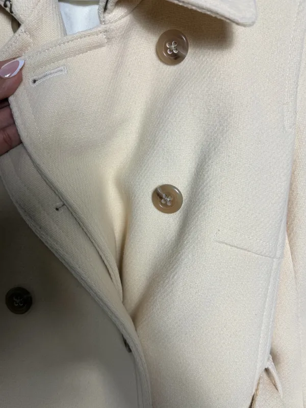 JCrew Cream Belted Peacoat - Image 5