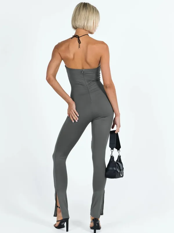 Edikted Gray strapless jumpsuit - Image 2