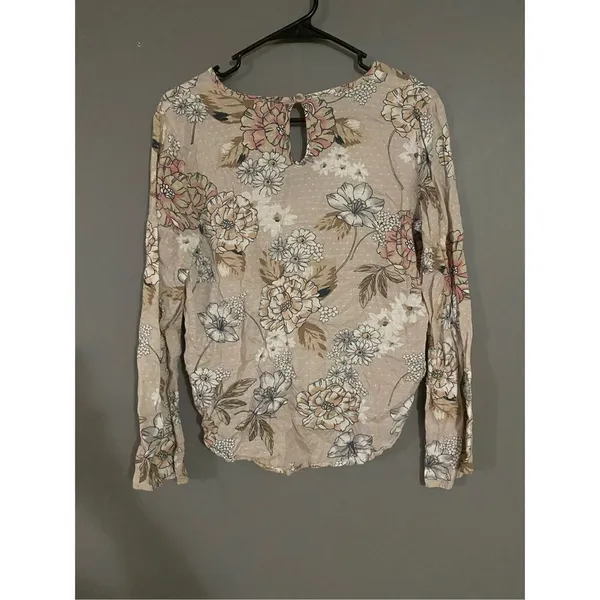 Em Crème Floral Wrap Blouse Size Small Pink - Image 4