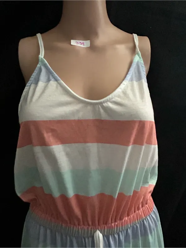 TFY Collection Striped Pastel Spaghetti Strap Dress LG NWT - Image 7