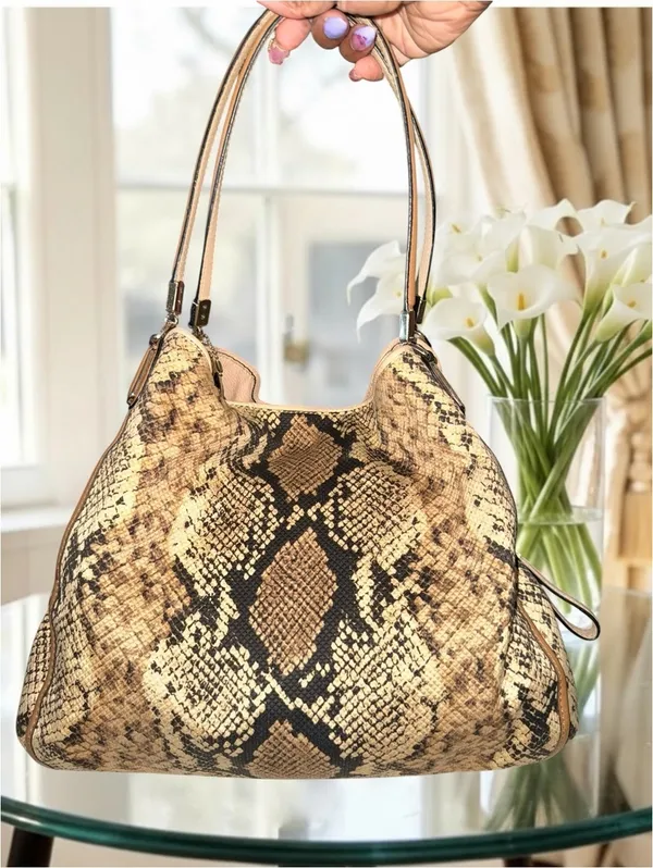 Coach Madison Phoebe 2 Tone Python Embossed Shoulder Bag w. 2 tags  Gold+ 2014 - Image 2