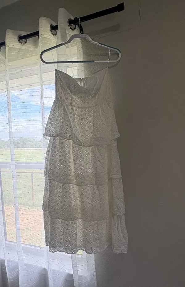 Macys White Tiered Dress Eyelet - Image 2