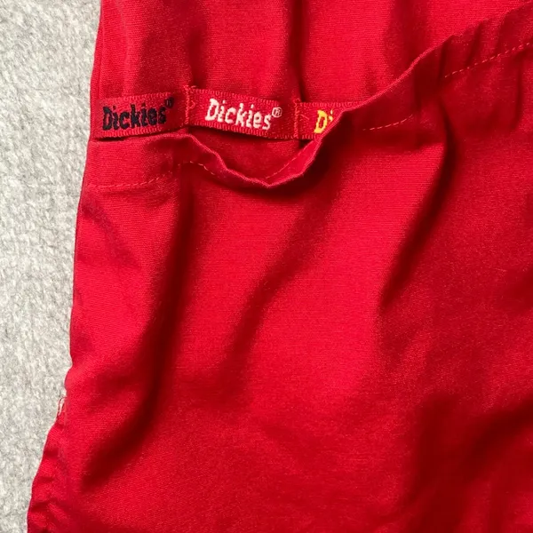 Dickies Scrub Top Women's Sz XS Red Mock Wrap Empire Waist‎ Medical Nursing Work - Image 7