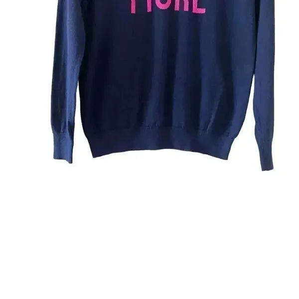 Gap Navy Blue With Pink Lettering Graphic Sweater Long Sleeves Cotton Casual Wom - Image 6