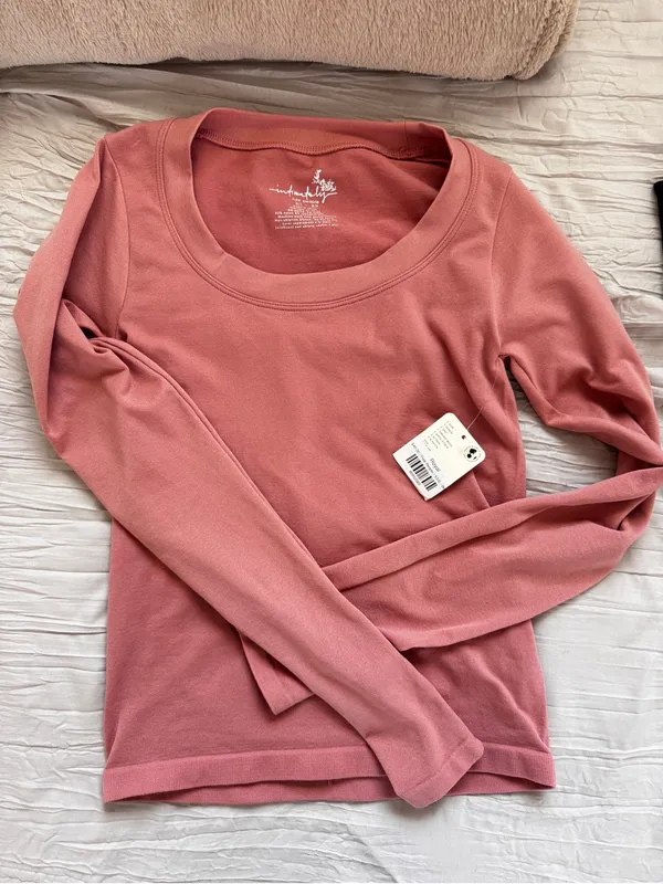 Free People Women’s Long-Sleeve Scoop Neck Top — Dusty Pink - Image 3
