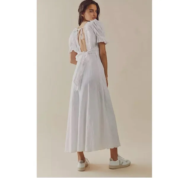 Free People Lace Dainty Ethereal Cottage Now And Forever Midi Dress Ivory Small - Image 10