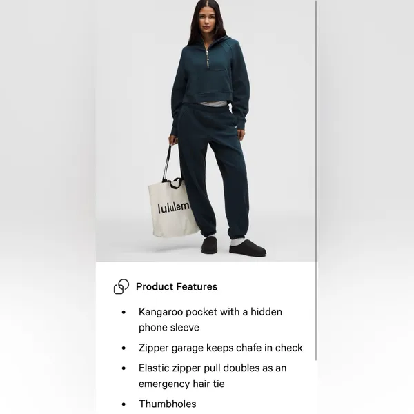 Lululemon NWT Scuba Oversized Half Zip Hoodie Indochine Blue Gold Size M/L - Image 8