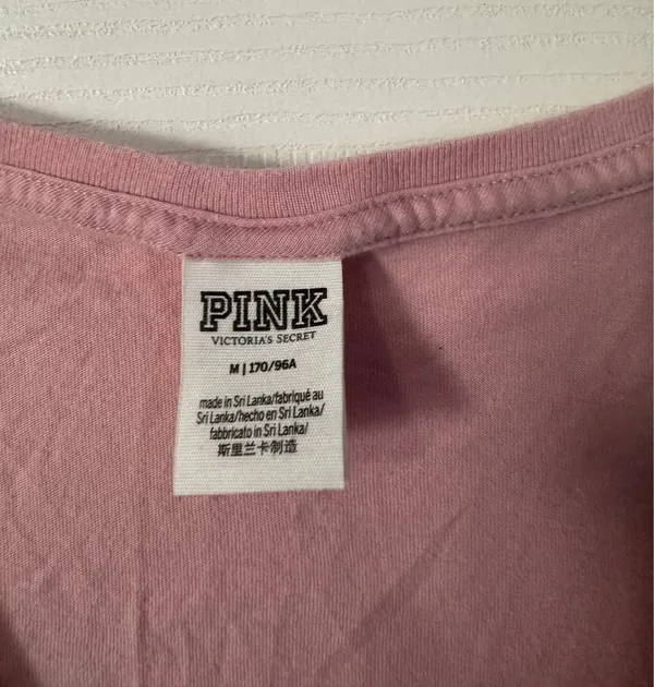 PINK Victoria's Secret Light Pink V-Neck Tee with Silver Studs is a size Medium. - Image 2