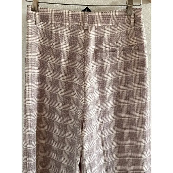 Lioness Mulholland Plaid Wide Leg Pants Beige High Rise Trouser XS - Image 11