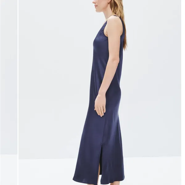 Nic+Zoe Blue Slip Midi Dress XS Tank Bias Cut Cocktail Minimalist Designer $158 - Image 2
