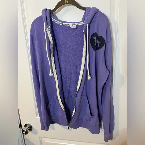 PINK by Victoria’s Secret Y2K Oversized Preppy Pockets Hooded Full Zip Jacket M - Image 4