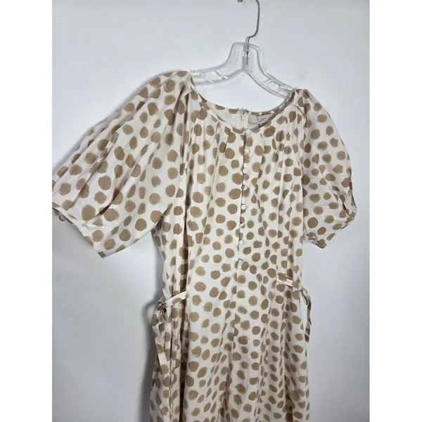 Loft Polka Dot Midi Dress Cotton Preppy Coastal Teacher Office Tea Party Size 10 - Image 3
