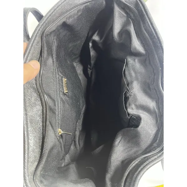 ALDO Black Large Textured Tote Bag Zip Closure Gold Studded Inner Pockets - Image 10