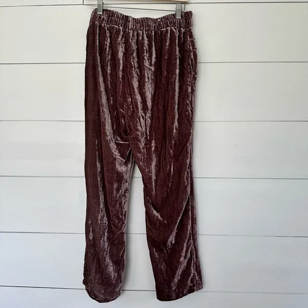 Tina Jo Anthropologie Women’s Medium Crushed Velvet Pull On Pants Stretchy - Image 3