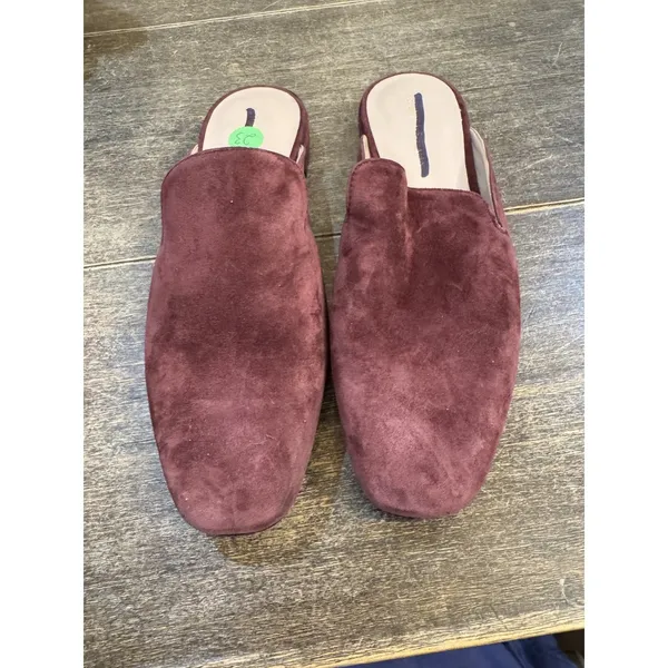 Stuart Weitzman‎ Womens Meena Mule Size 5 Loafer Slip On Flat Plum Suede - Image 2