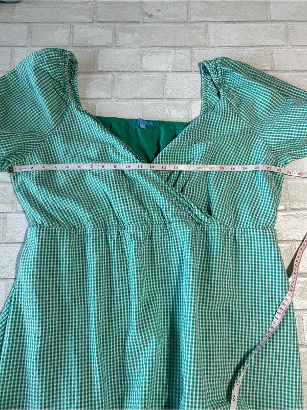 Draper James Green Gingham Puff Sleeve Dress Vacation Size 2X - Image 9