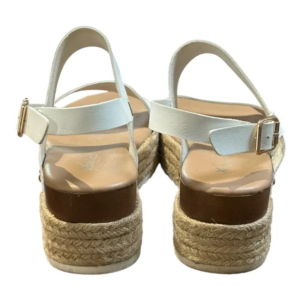 Xappeal Amelia Platform Sandals Womens‎ 7 White Espadrille Studded Buckle Strap - Image 4